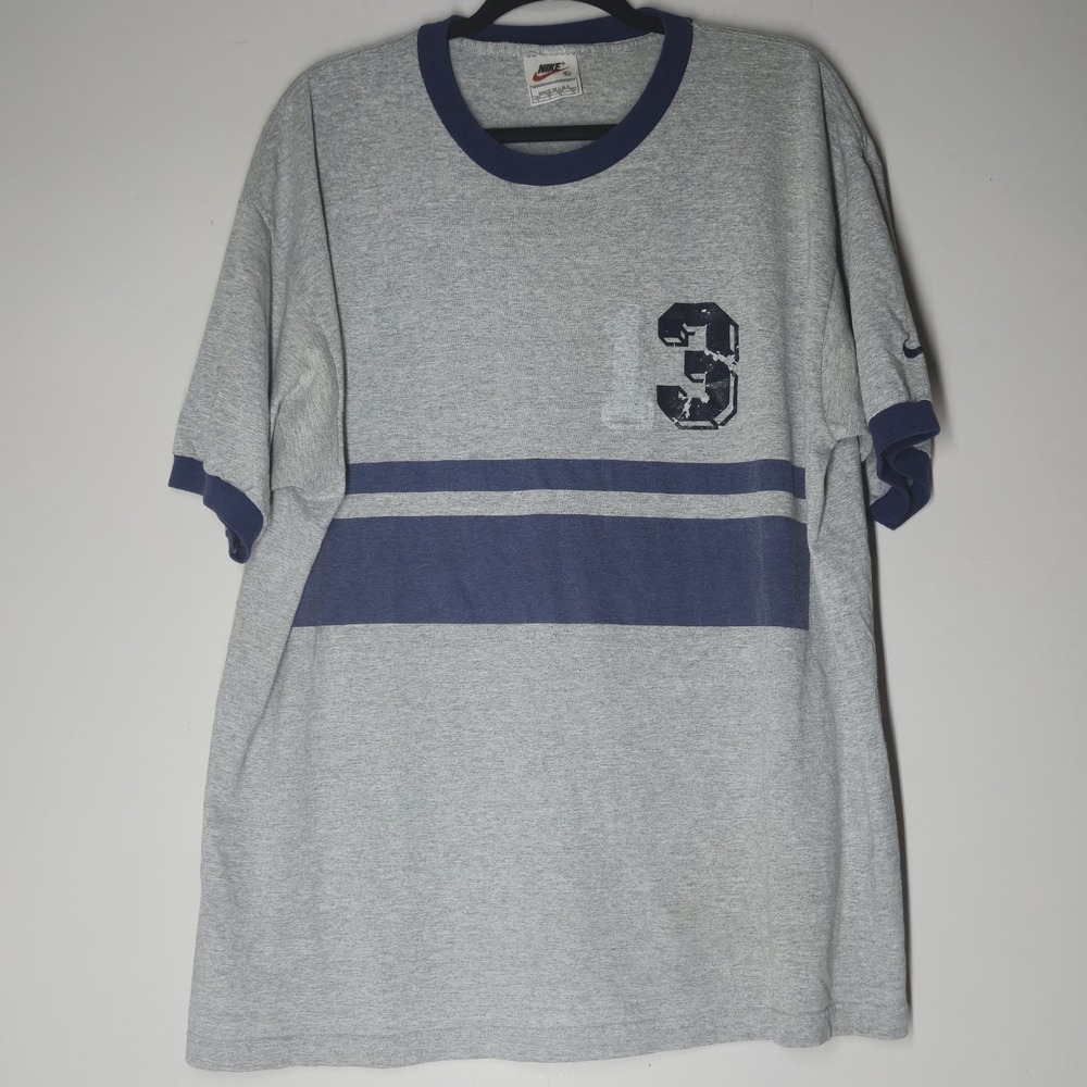 VINTAGE 90s Nike Shirt Mens XL Gray Football Jersey Style USA Made Faded